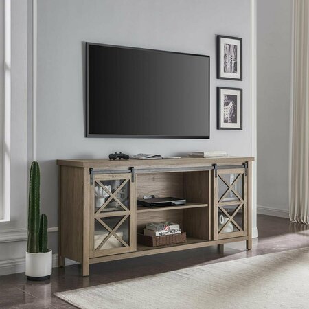 HUDSON & CANAL 80 in. Clementine Rectangular TV Stand Antiqued Gray Oak TV1391